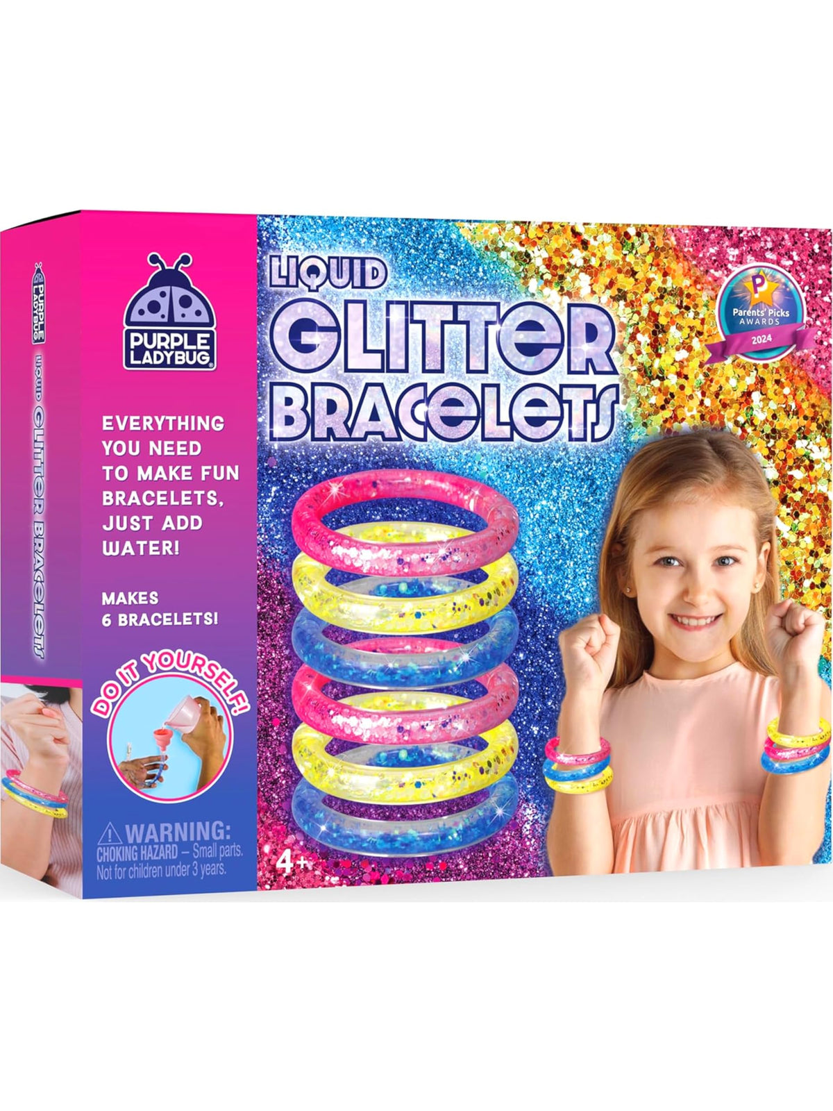 Purple Ladybug Make Your Own Bracelet Kit box encourages creative play and keeps projects organized.