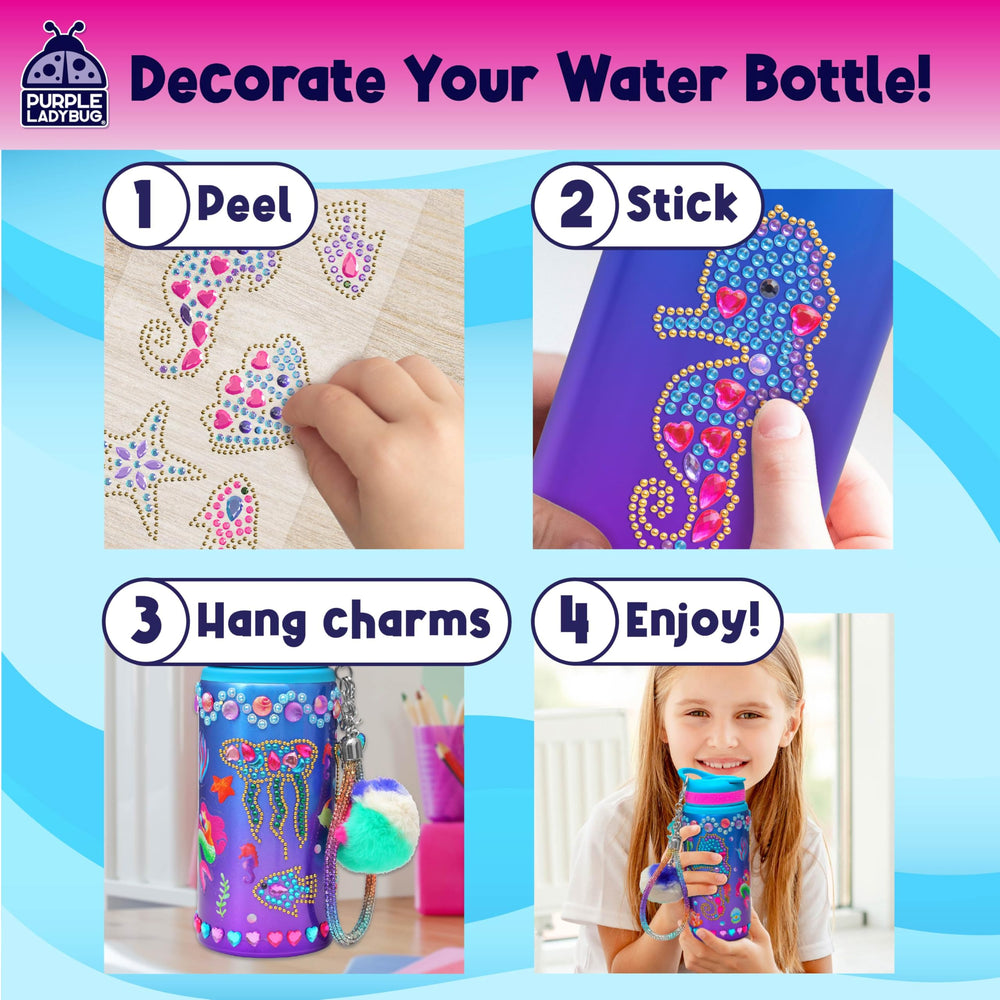 PURPLE LADYBUG mermaid gemstone sticker sheets endure washes with sparkle
