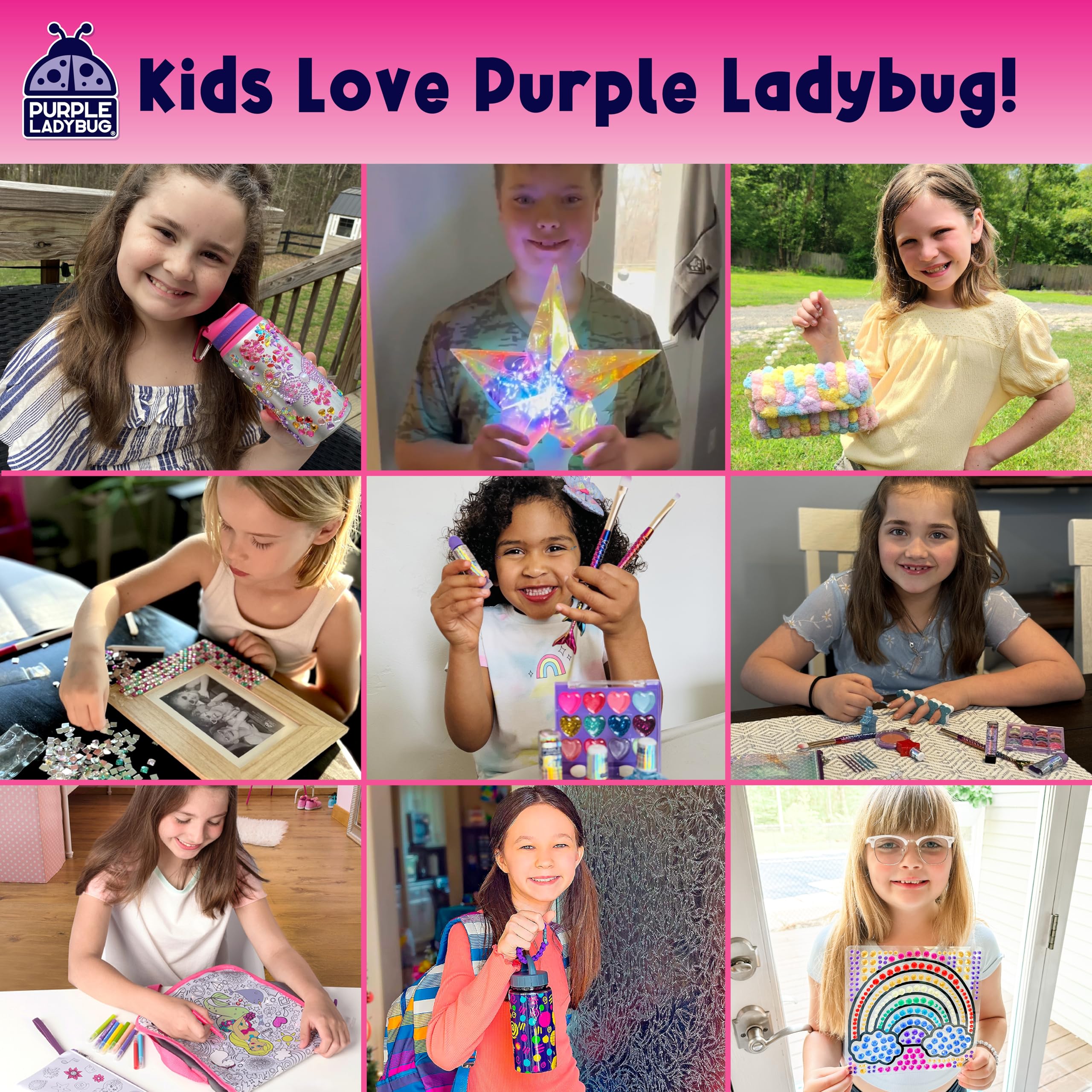 Purple Ladybug mess-free design supports focused art without mess on tables or clothes.