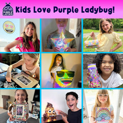 Purple Ladybug sturdy wooden mirror stands up to repeated crafting.