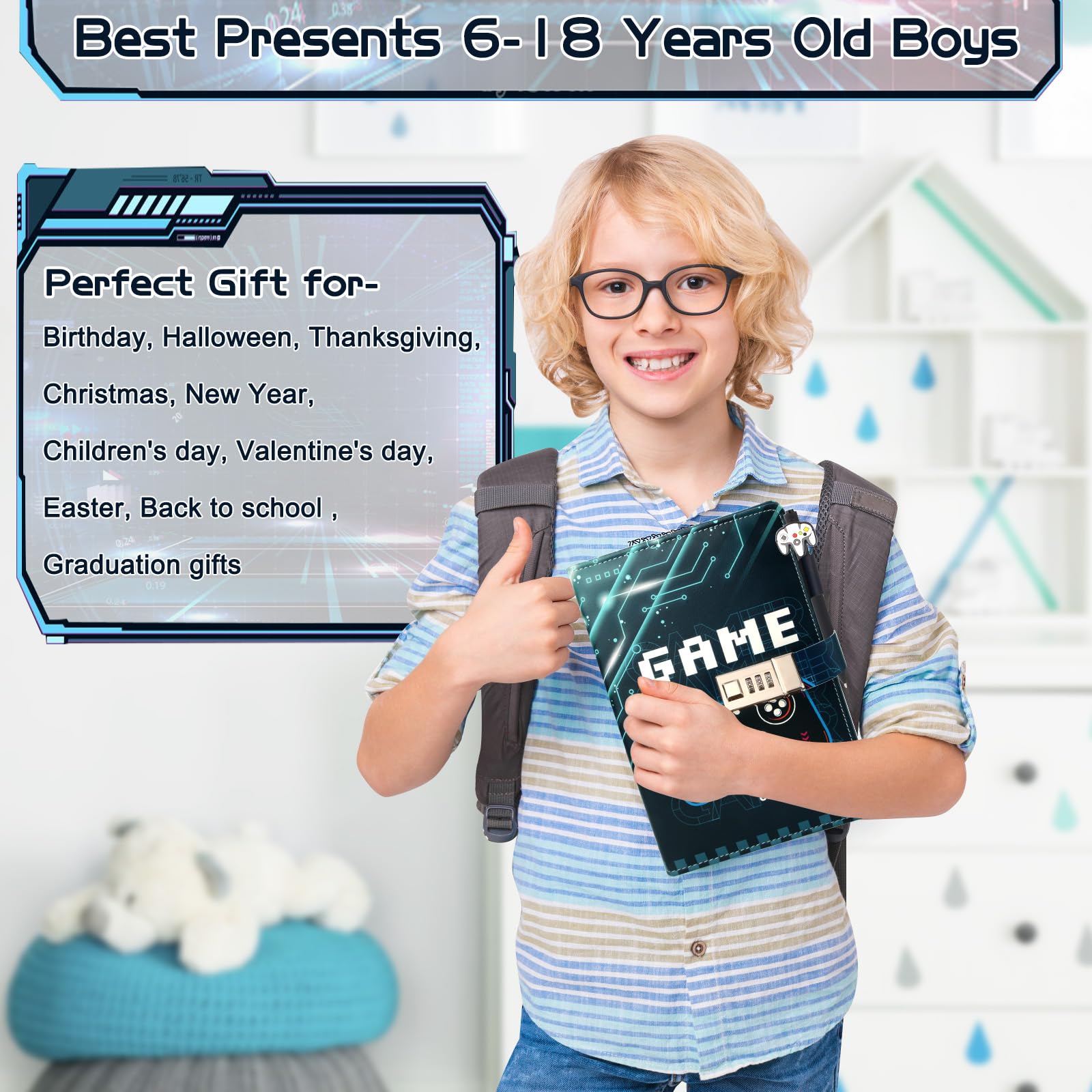 Purtarly diary in compact A5 size fits backpacks for daily use.