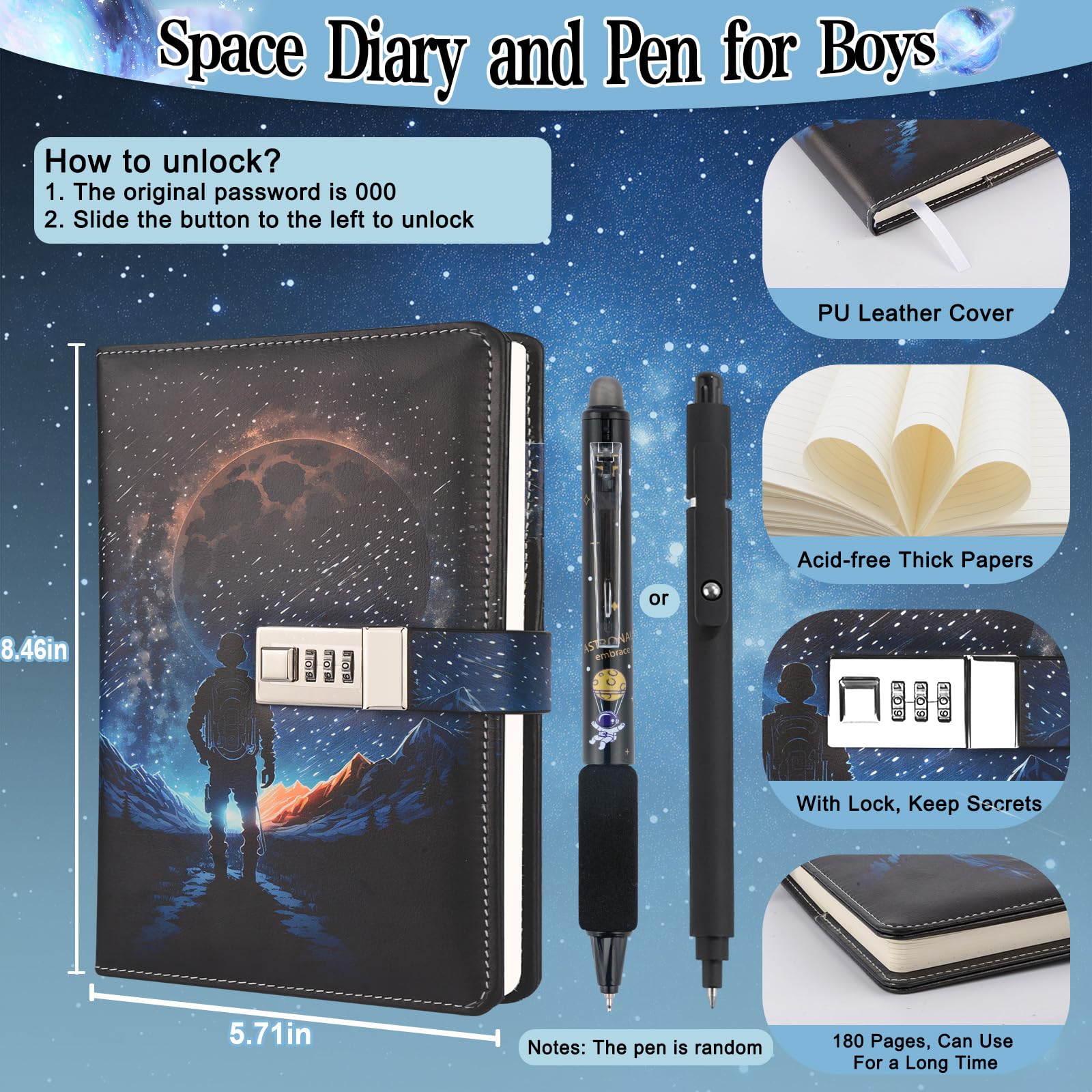 Purtarly diary with pen: ready-to-use writing tool for on-the-go thoughts