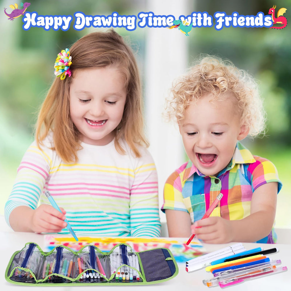 Purtarly dinosaur double-ended markers offering versatile strokes