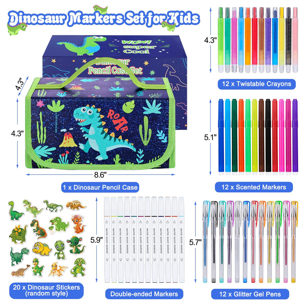 Purtarly dinosaur scented markers in a 12-pack for vibrant drawings