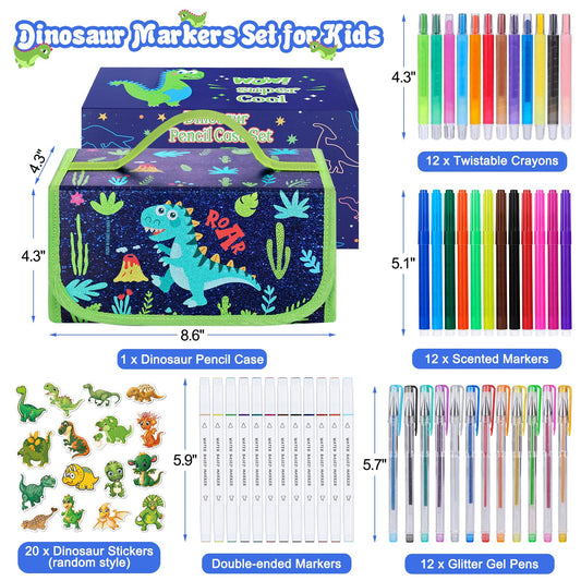Purtarly dinosaur scented markers in a 12-pack for vibrant drawings