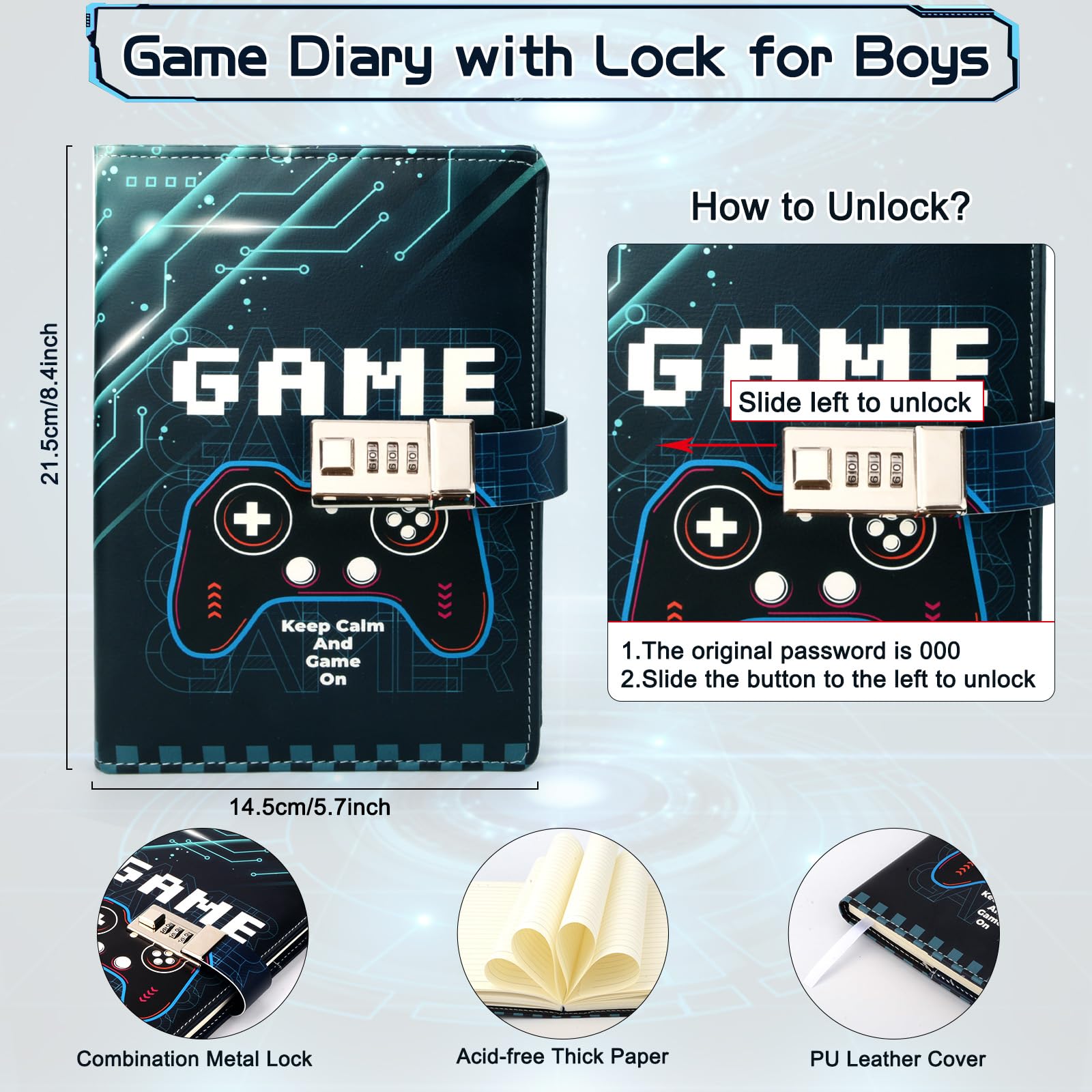 Purtarly game diary open with hidden lock emphasizing privacy for secrets.