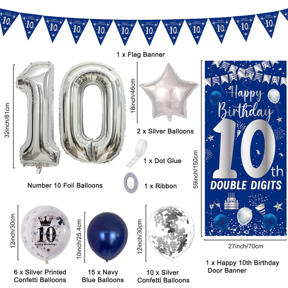 Purtarly Happy 10th Birthday banner serves as a bold photo backdrop