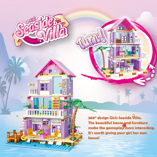 PUSITI Seaside Villa assembled model shows a compact beach cottage for display.