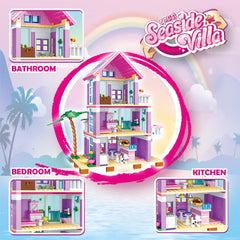 PUSITI Seaside Villa colorful bricks highlight vibrant pieces for creative building.