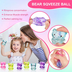 Pusotal bear squishy toy yellow glitter promotes calm tension release during breaks.
