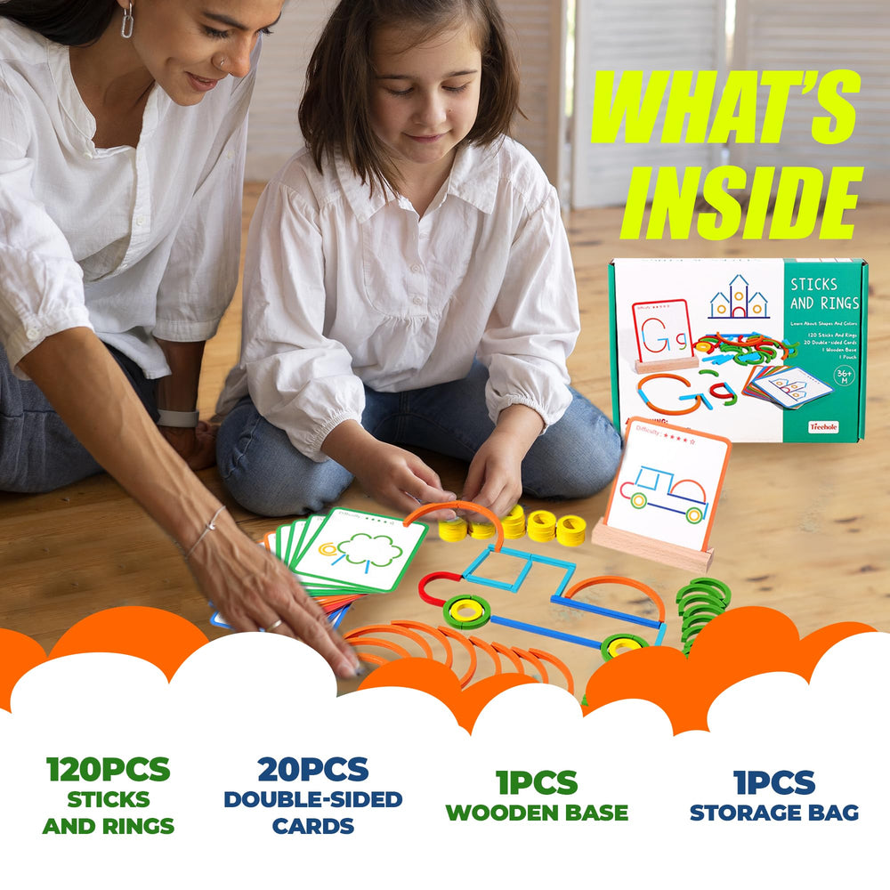 puzgic stem sticks enable imaginative builds from simple sticks and rings.