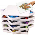 PUZZLE EZ 8 puzzle trays with lid keep pieces secure while sorting up to 1000 pieces.