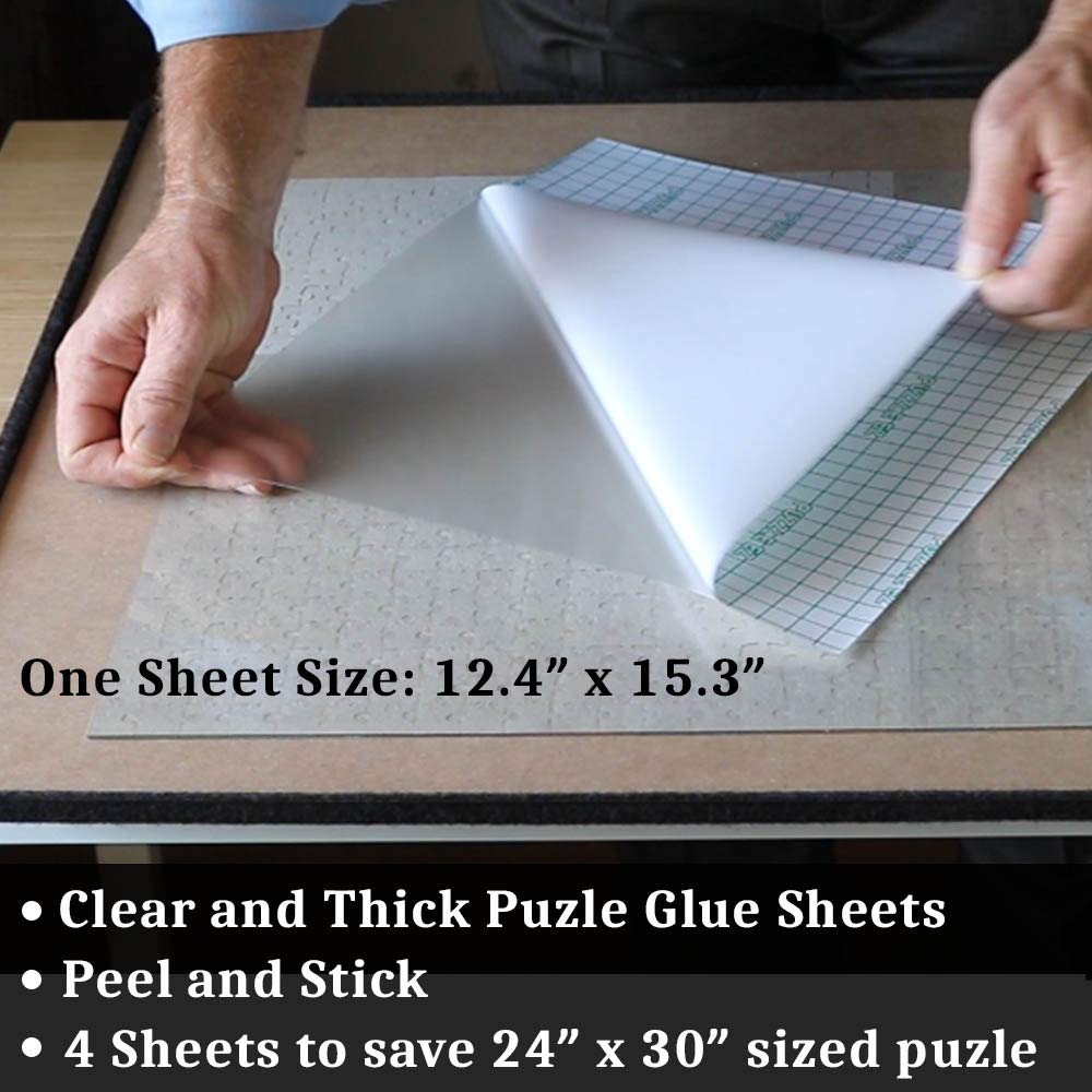 Puzzle EZ adhesive hanger tabs help frame-preserved puzzles stay ready to hang.