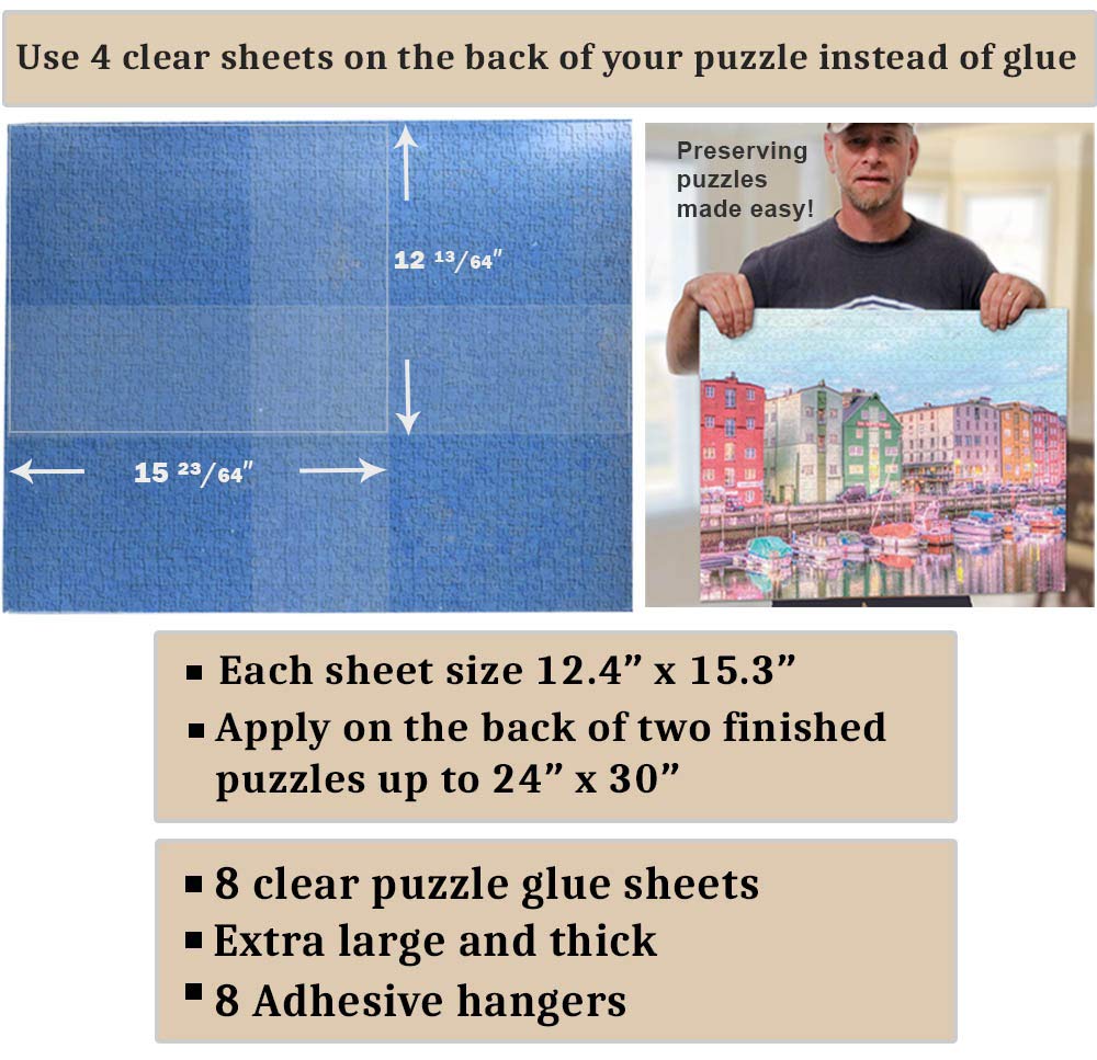 Puzzle EZ extra thick glue sheets provide sturdy protection for completed puzzles.