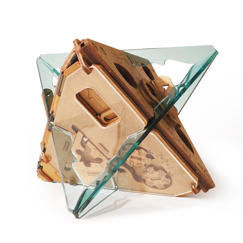 PUZZLE POTATO anti-gravity device shown in a closed position, inviting a thoughtful challenge.
