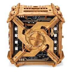 Puzzle Potato Tesla Box front view, sleek wooden design, ideal for gifting