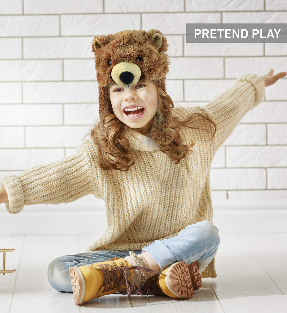 Puzzled Brown Grizzly Bear Hat one-size-fits-all design for all ages