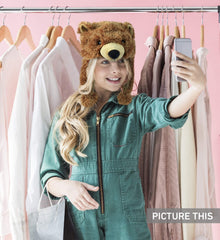 Puzzled Brown Grizzly Bear Hat offers snug warmth in cold weather