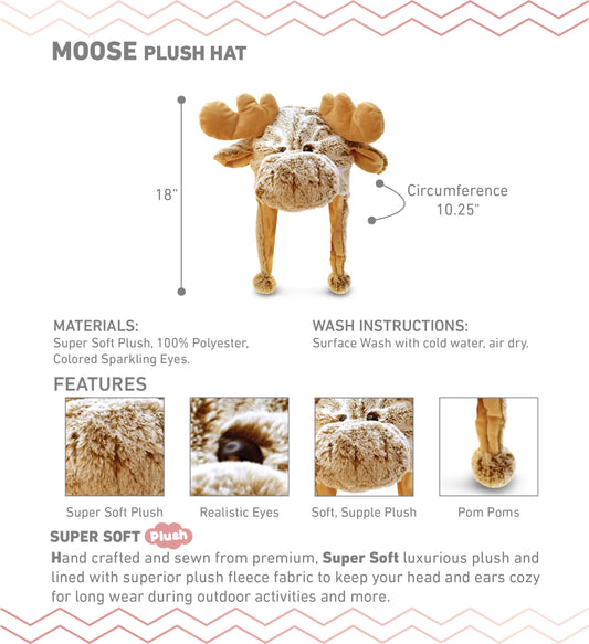 Puzzled DolliBu brown moose hat ear flaps for extra warmth and coziness