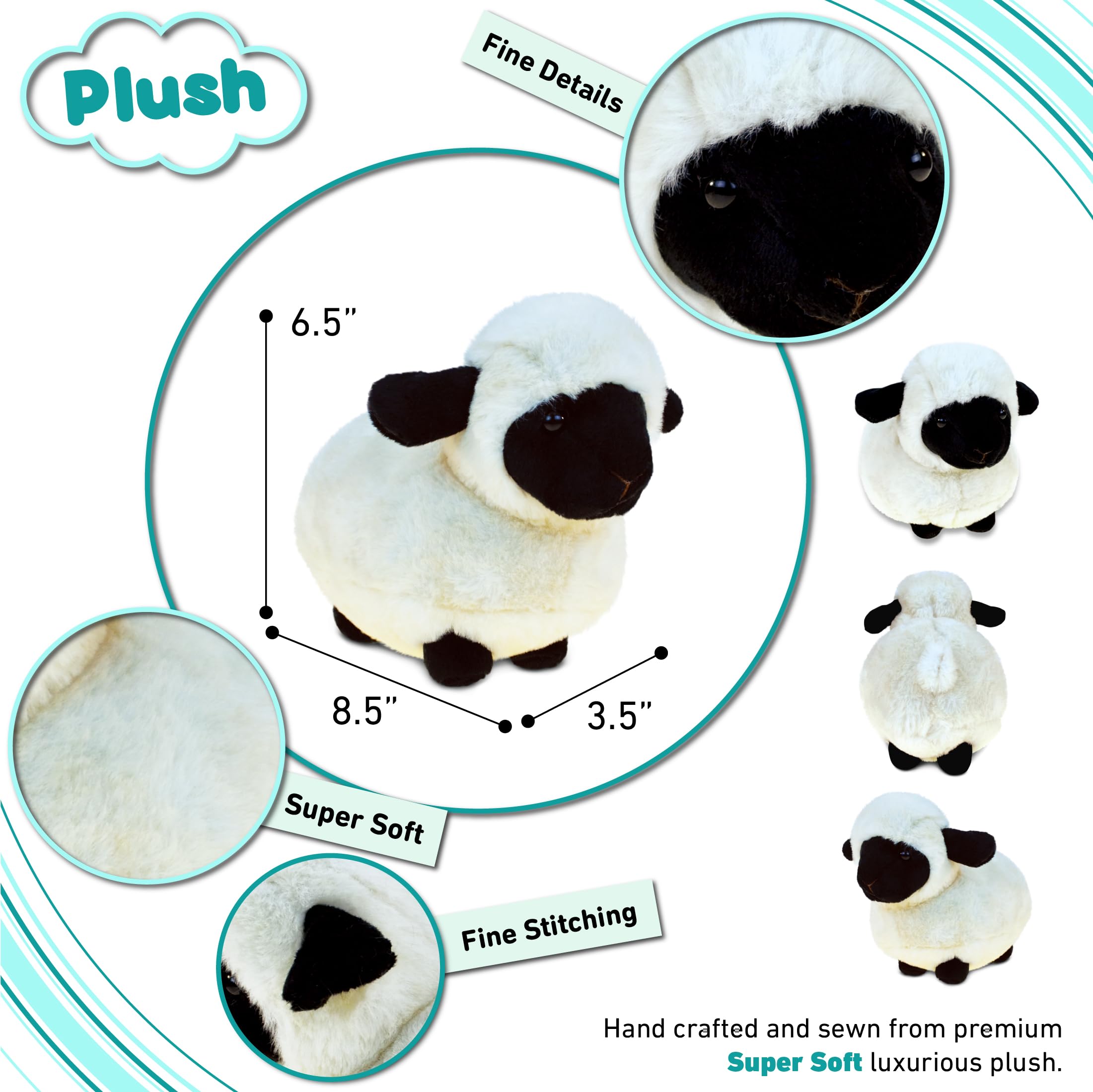 Puzzled DolliBu Valais Blacknose Sheep realistic features for comforting play