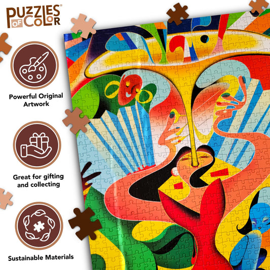 Puzzles Of Color Jam Session 1000-piece puzzle, a mindful challenge for adults.