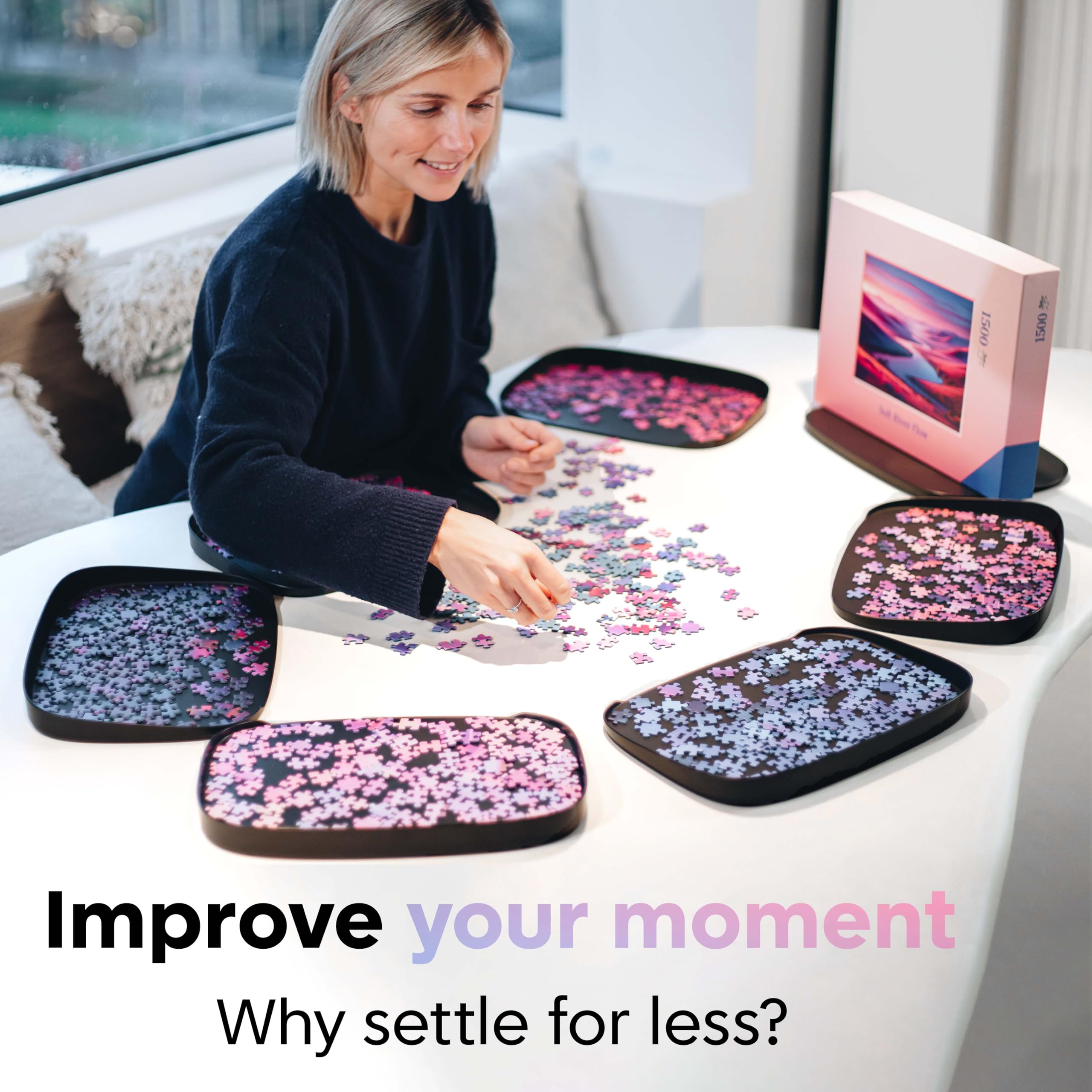 Puzzlup trays organize pieces clearly for a clutter-free puzzle space