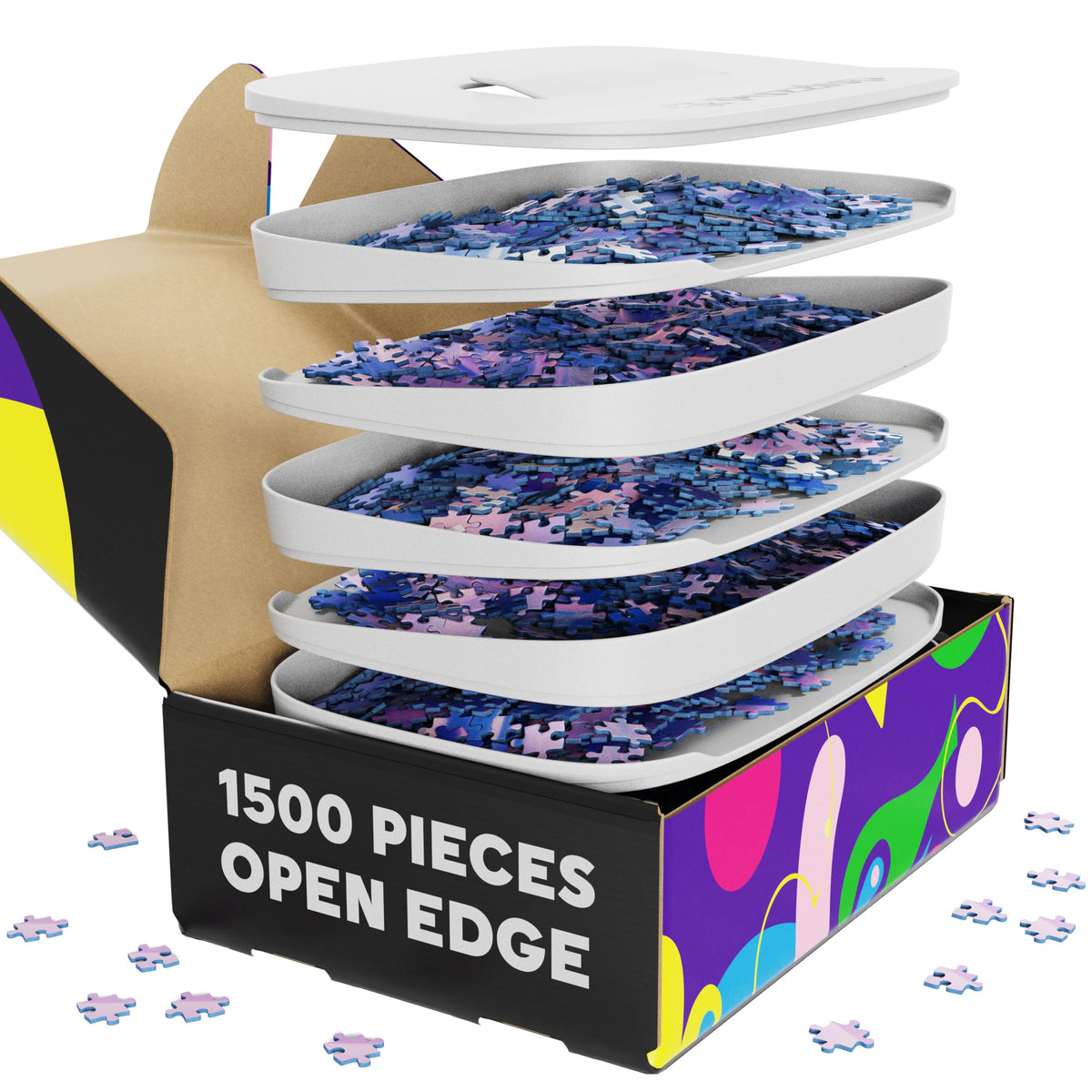 Puzzlup puzzle sorting trays front view shows ample space for large puzzles.