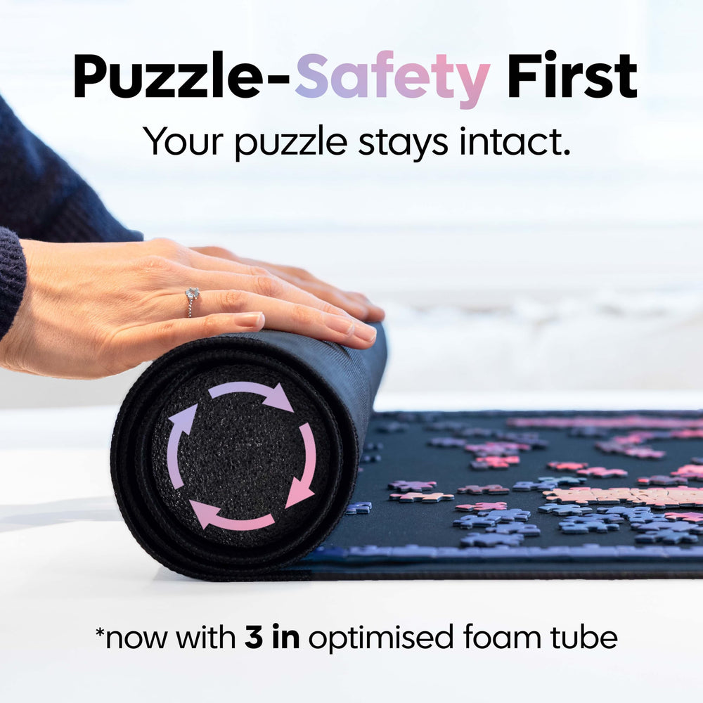 Puzzlup roll-and-lock technology enables quick storage after use.