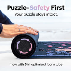 Puzzlup roll-and-lock technology enables quick storage after use.