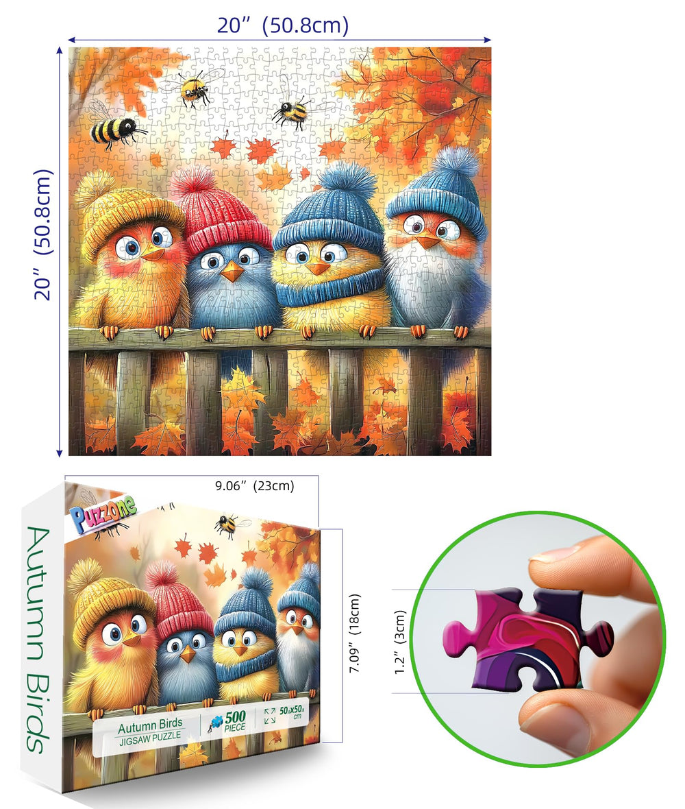 PuzzOne 500-piece jigsaw of birds offers a satisfying fall challenge.