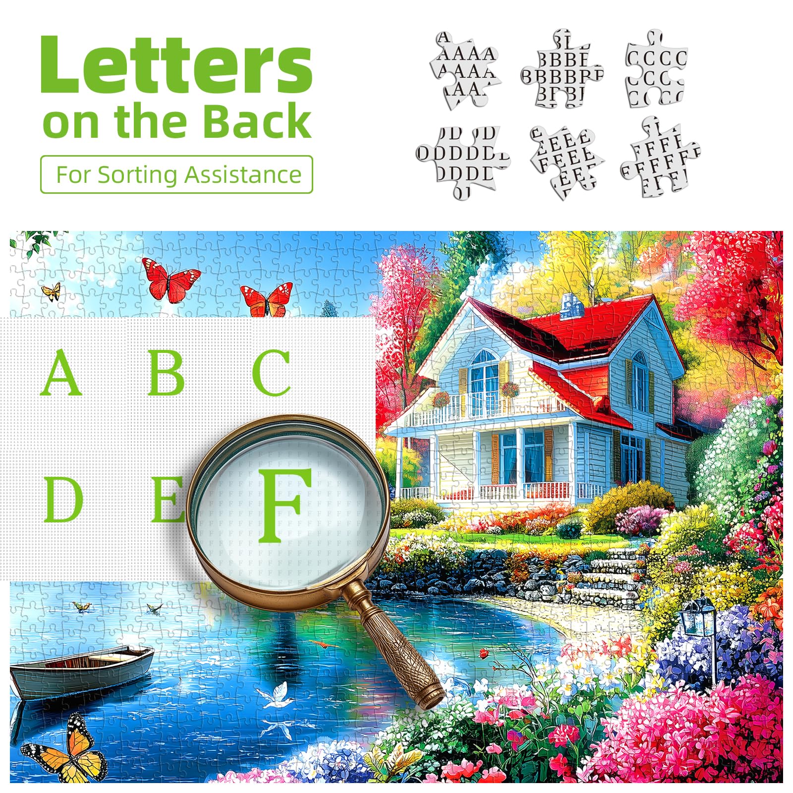 PuzzOne back-side letter guides aid smoother puzzle assembly.