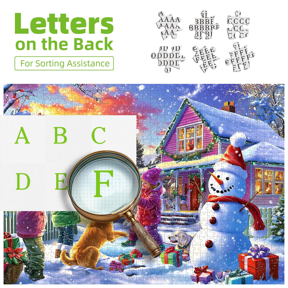 PuzzOne 1000-piece puzzle featuring decorated holiday home for warm holiday ambiance