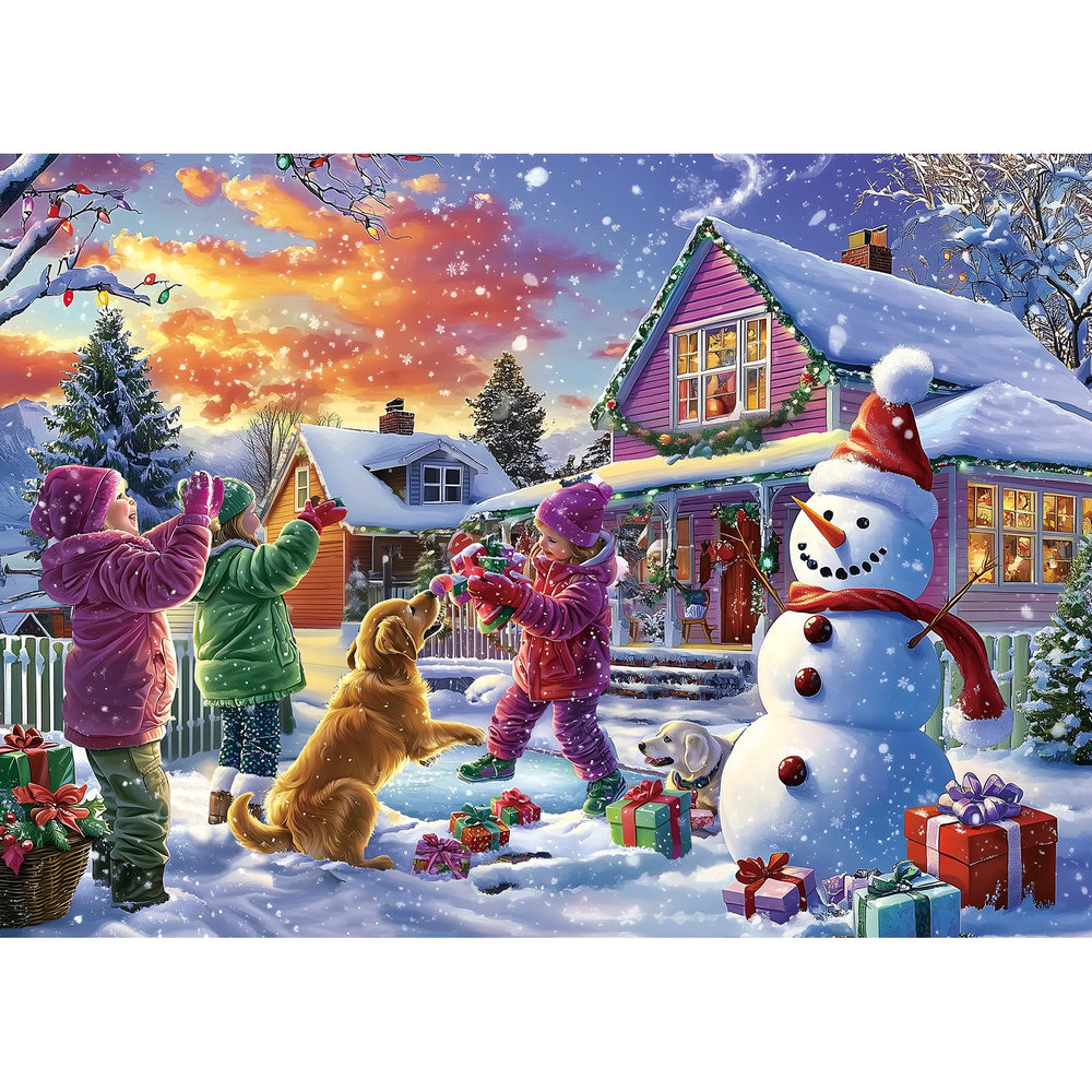 PuzzOne snowman ice sculpture 1000-piece puzzle for cozy family evenings