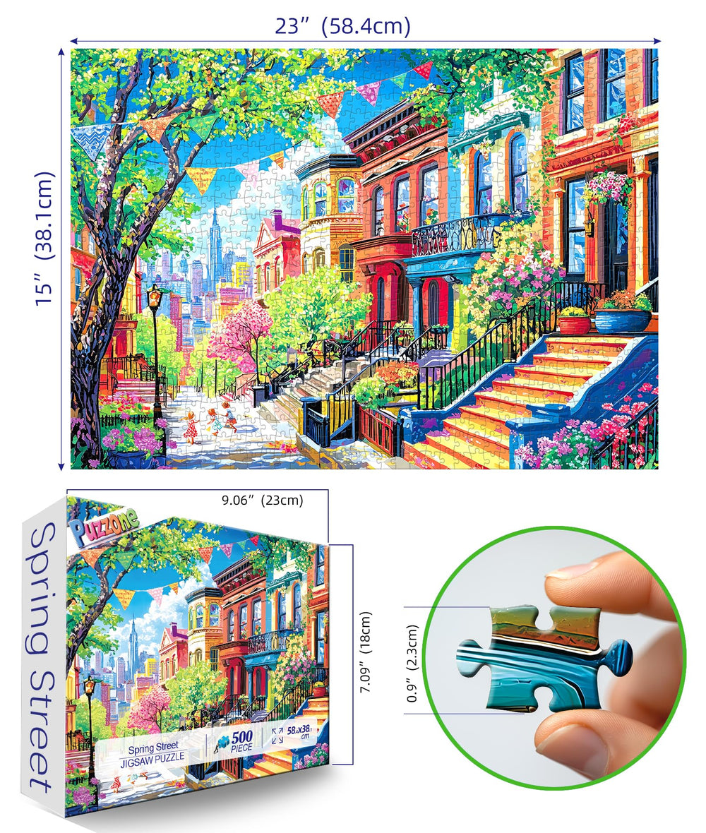 PuzzOne colorful cityscape puzzle showcases vivid hues suitable for shared relaxation.