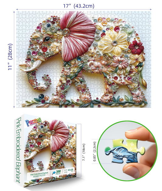 PuzzOne Elephant 3D floral design puzzle pieces fit snugly for a satisfying build.