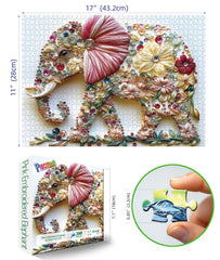 PuzzOne Elephant 3D floral design puzzle pieces fit snugly for a satisfying build.