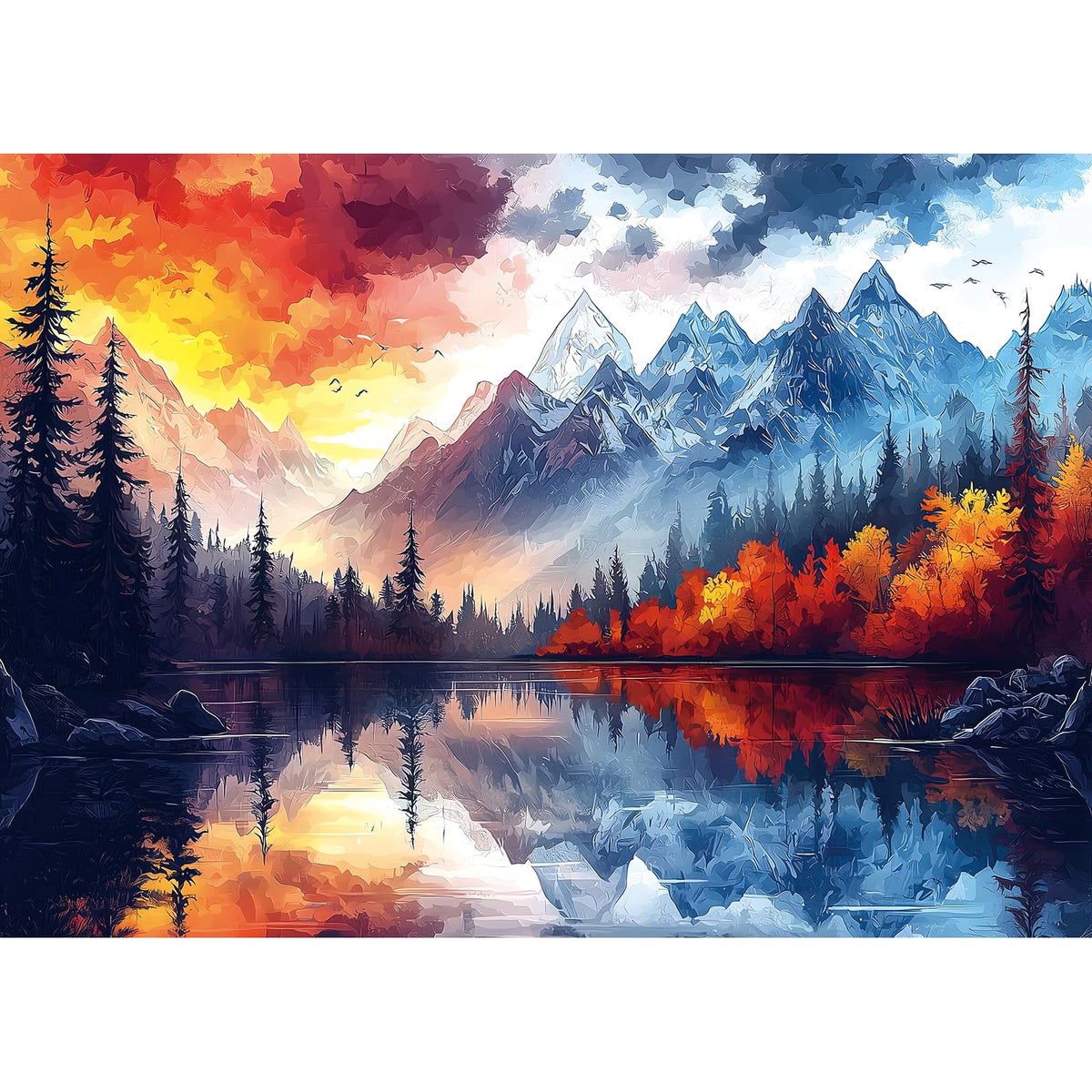 PuzzOne 1000-piece natural mountain landscape puzzle for adults, ideal for mindful relaxation and family fun.