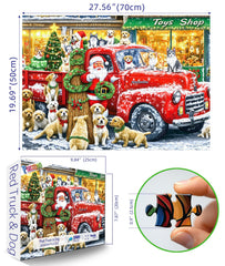 PuzzOne Santa truck winter scene ready to frame as holiday wall art.