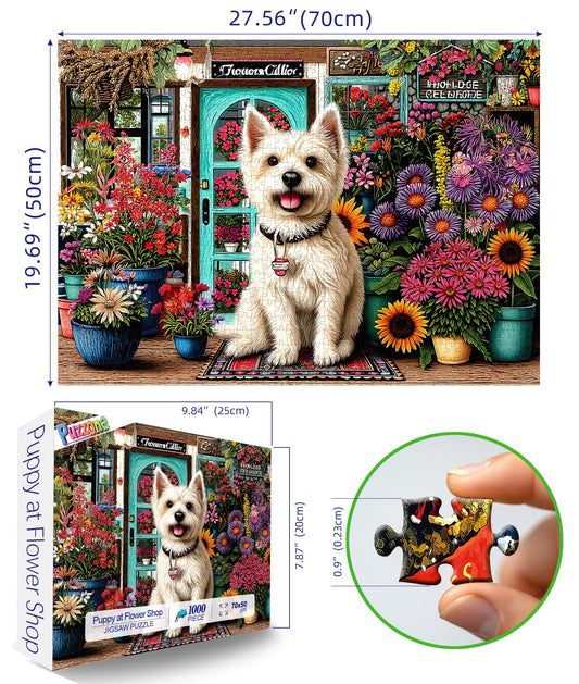 PuzzOne sunflowers daisies turquoise door artwork provides vibrant colors for relaxing evenings.
