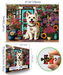 PuzzOne sunflowers daisies turquoise door artwork provides vibrant colors for relaxing evenings.