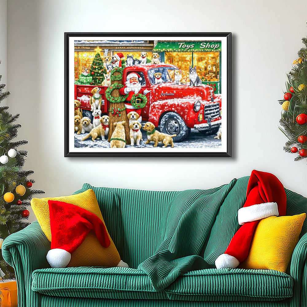 PuzzOne toy-shop storefront glow, creating festive room decor after completion.