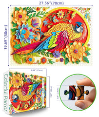 PuzzOne vibrant parrot feathers puzzle, precision-cut pieces for smooth assembly