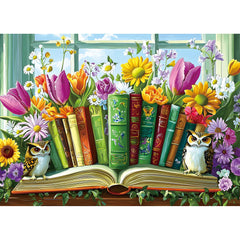PuzzOne Wildflower Owl puzzle: a book portal scene inviting focus and calm.