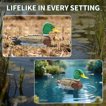 PuzzRyxius Mallard Duck on shelf enhances home office decor.