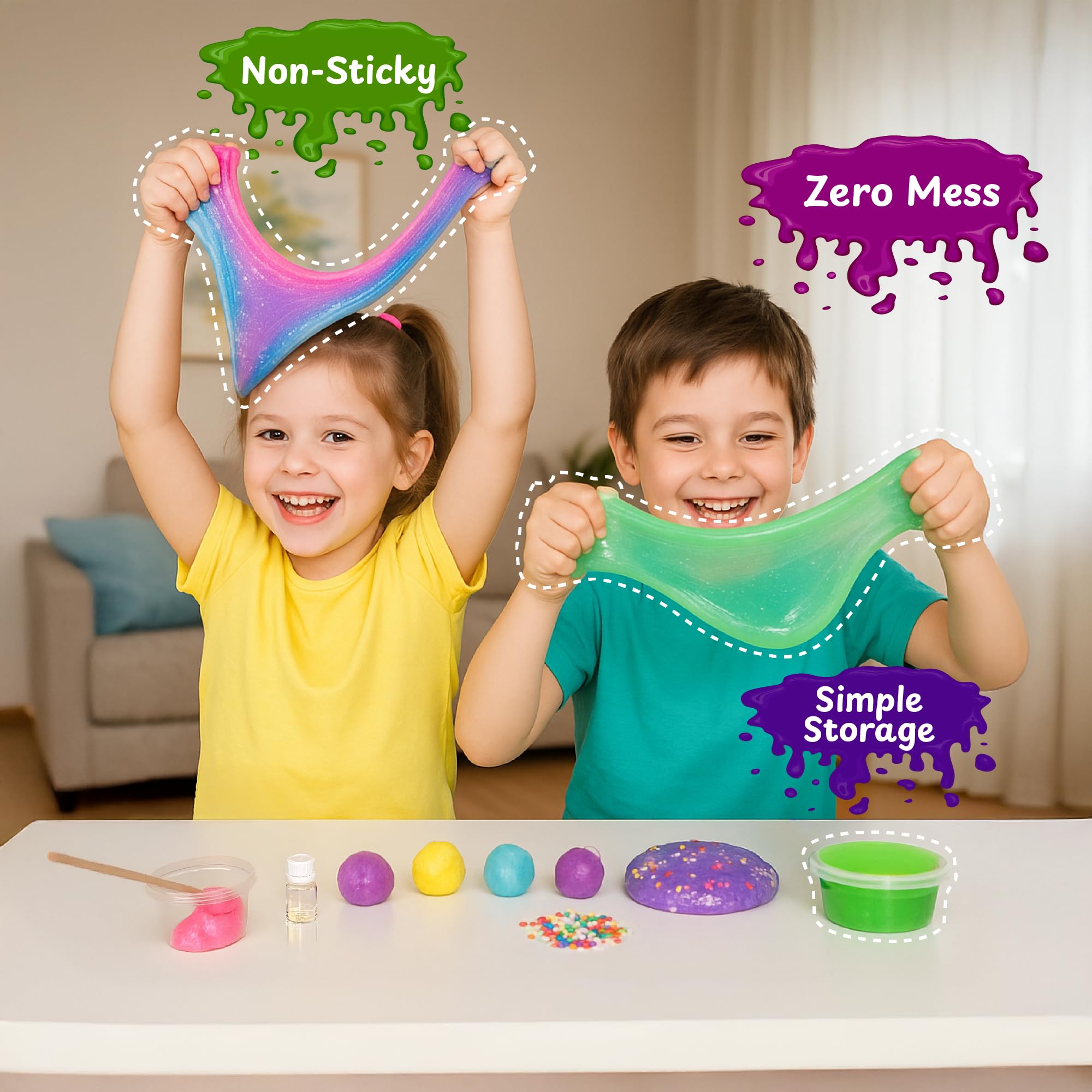 PW DIY Slime Kit soft foam balls enhance fluffy slime texture