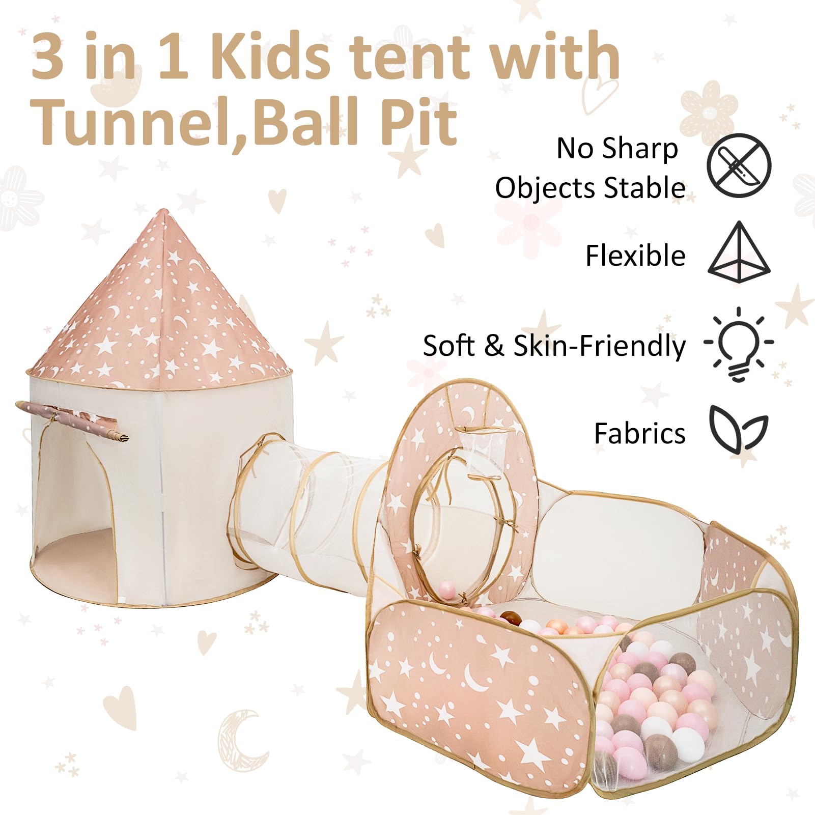 PXFAYSFQ connected tent and tunnel setup supports group play.