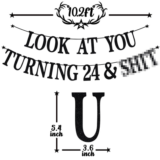 PYBHILK 24th birthday banner Level 24 Unlocked adds festive flair to any party wall