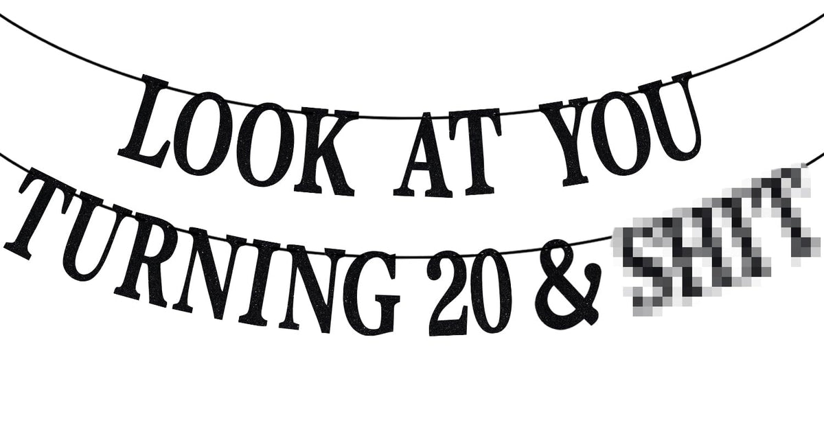 PYBHILK black glitter banner for turning 20 creates a festive focal point.