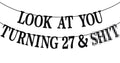 PYBHILK black glitter banner for turning 27 adds instant sparkle to parties.