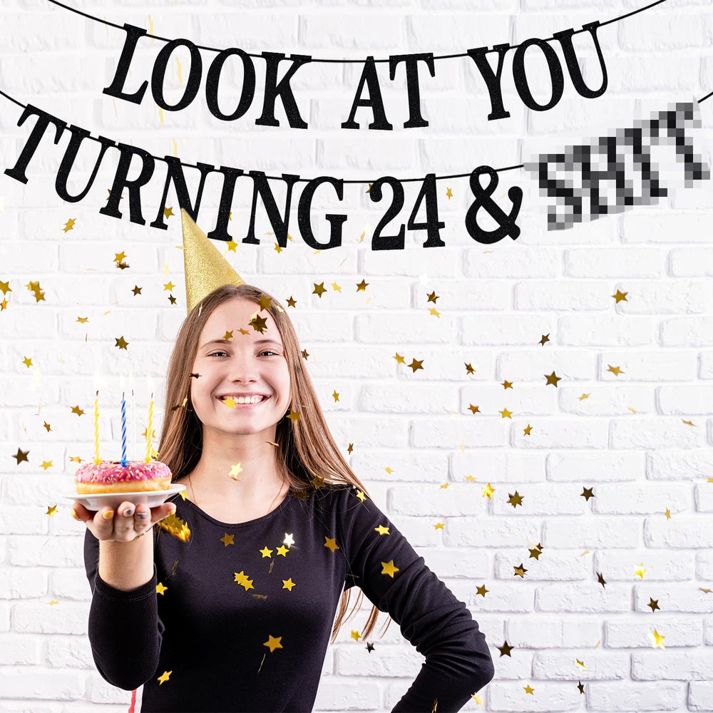 PYBHILK funny 24th birthday banner enhances photos and creates memorable decor moments